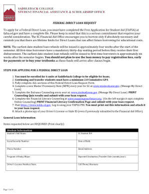 Federal Direct Loan Request Form