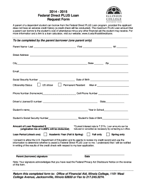 Federal Direct PLUS Loan Request Form