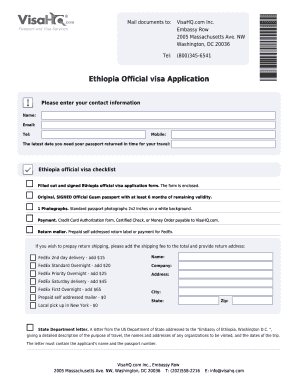 Ethiopia Official Visa Application Form