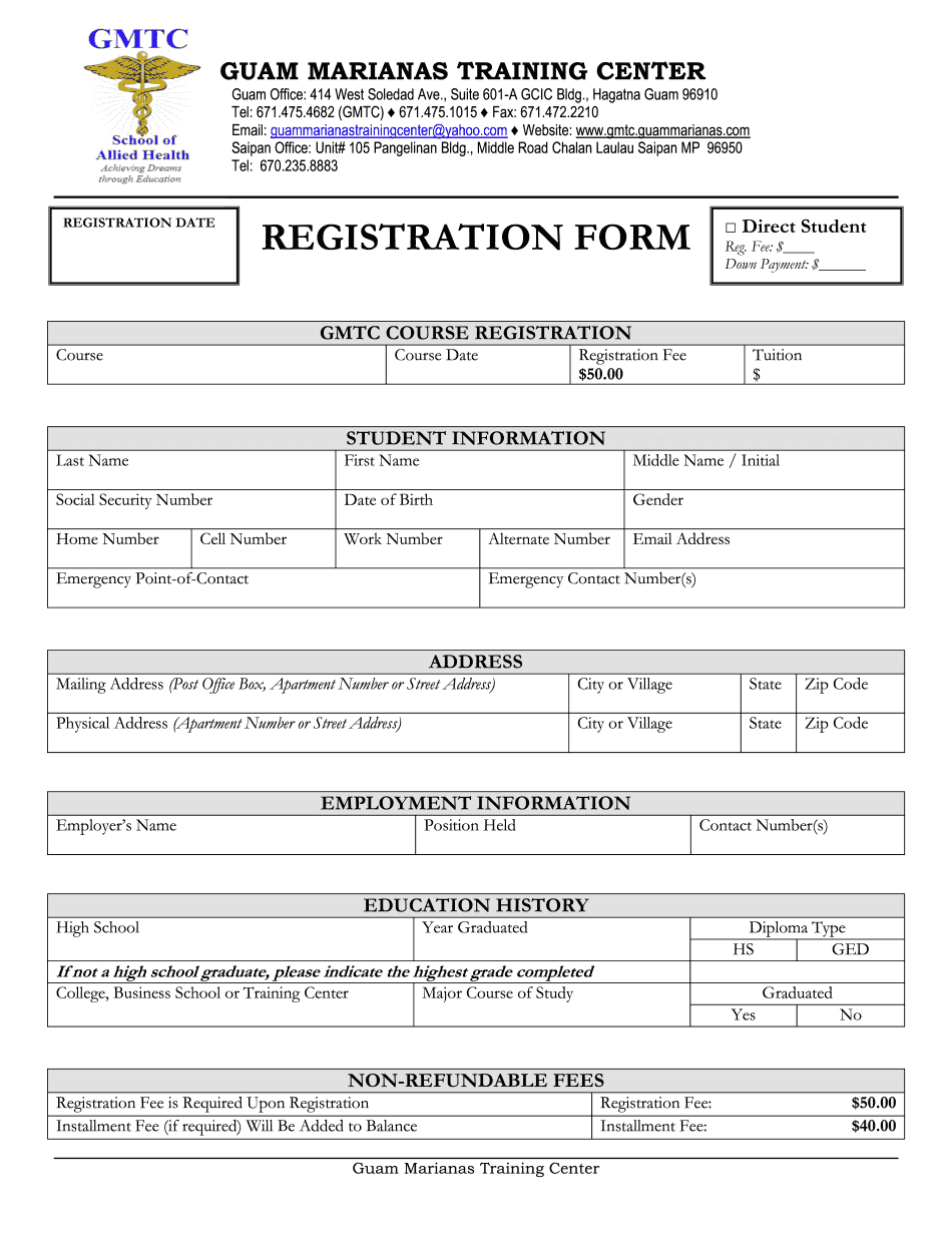 GMTC Registration Form