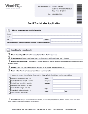 Brazil Tourist Visa Application