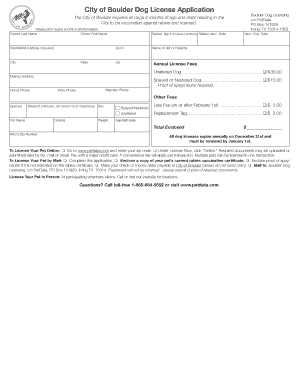 City of Boulder Dog License Application