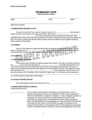 Illinois Unsecured Promissory Note