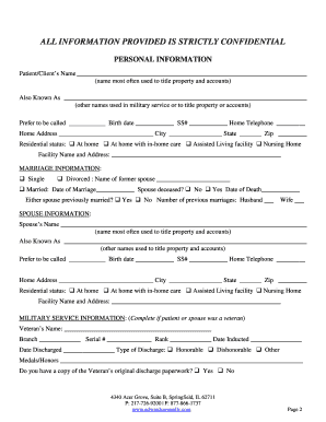 Long Term Care and Asset Protection Planning Worksheet