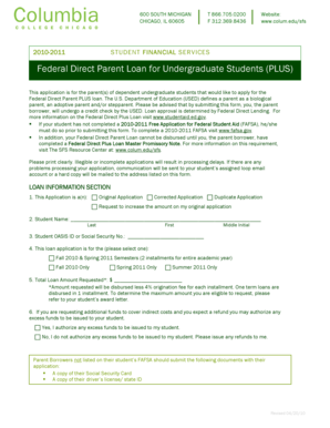 Federal Direct Parent PLUS Loan Application