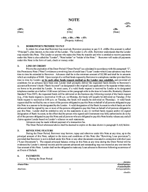 Revolving Line of Credit Promissory Note