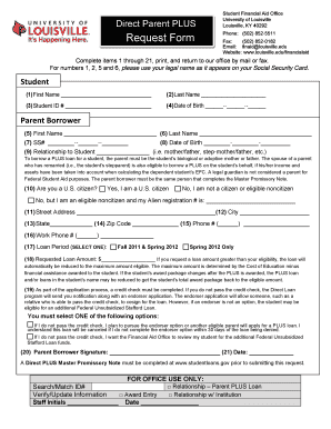 Direct Parent PLUS Loan Request Form