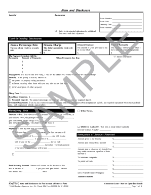 Kentucky Consumer Loan Promissory Note