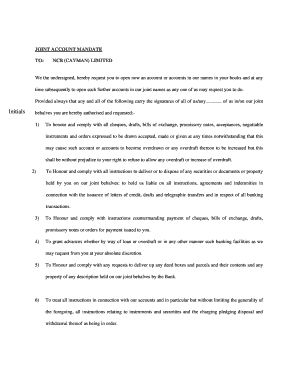 Joint Account Mandate