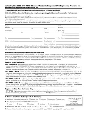 Johns Hopkins Financial Aid Application