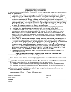 Frostburg State University Promissory Note/Deferment
