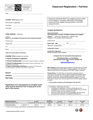 Classroom Registration Form