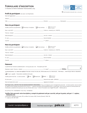 Formulaire d’inscription aux séminaires de perfectionnement professionnel de l’ACP