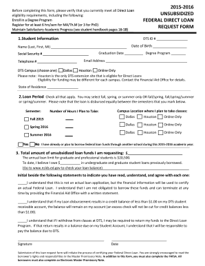 Federal Direct Loan Request Form