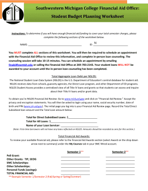 Student Budget Planning Worksheet