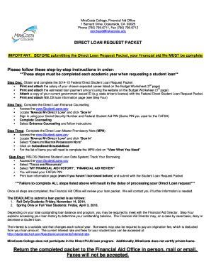 Federal Direct Student Loan Request Form