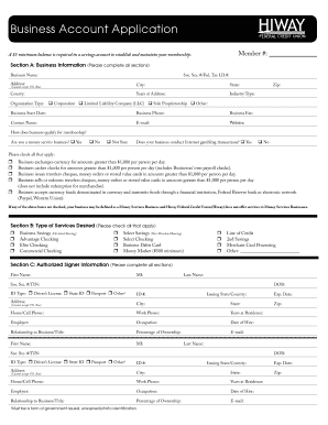 Business Account Application