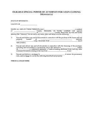 Durable Special Power of Attorney for Loan Closing