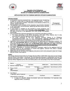 Philippines Foreign Service Officer Exam Application