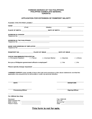 Philippine Passport Validity Extension Application