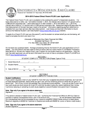 2014-2015 Federal Direct Parent PLUS Loan Application