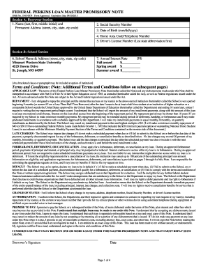 Federal Perkins Loan Master Promissory Note