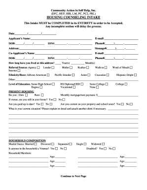 Housing Counseling Intake Form