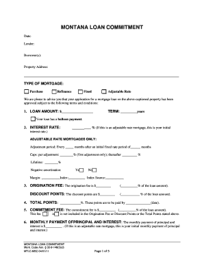 Montana Loan Commitment Form