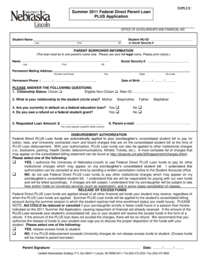 Federal Direct Parent PLUS Loan Application