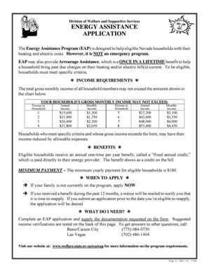 Nevada Energy Assistance Program Application