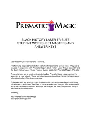 Black History Laser Tribute Student Worksheet