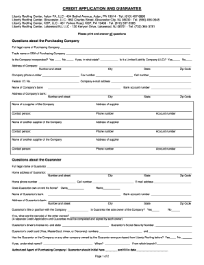 Credit Application and Guarantee