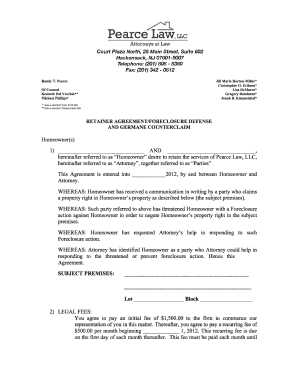 Foreclosure Defense Attorney Agreement