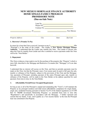 New Mexico Home Single-Family Promissory Note