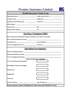 Health Insurance Claim Form