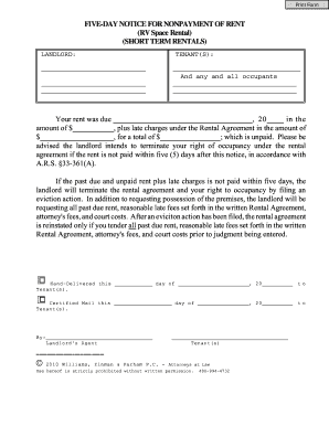 Five-Day Notice for Nonpayment of Rent