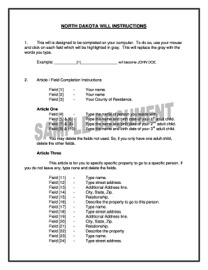 North Dakota Last Will and Testament