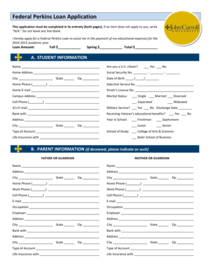 Federal Perkins Loan Application
