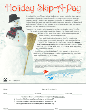Holiday Skip-A-Pay Loan Form