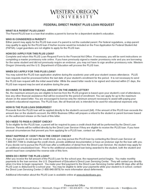 Federal Direct Parent PLUS Loan Request Form