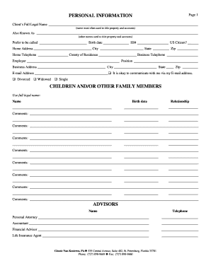 Estate Planning Worksheet