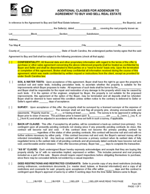 Addendum to Agreement to Buy and Sell Real Estate