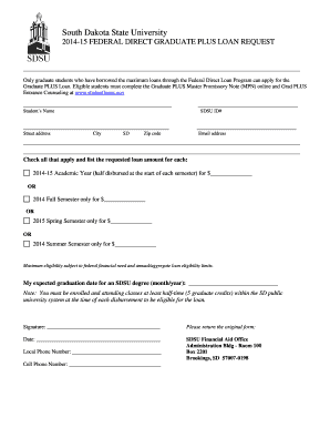 Federal Direct Graduate PLUS Loan Request