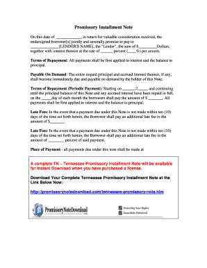 Tennessee Promissory Installment Note
