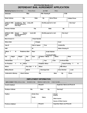 Defendant Bail Agreement Application