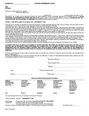 Tuition Promissory Note