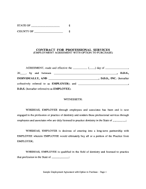 Employment Agreement with Option to Purchase