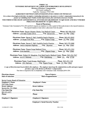 FORM C-42 TENNESSEE DEPARTMENT OF LABOR AND - sevier