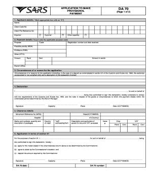 DA 70 Provisional Payment Application