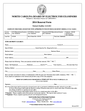 North Carolina Electrolysis License Renewal Form